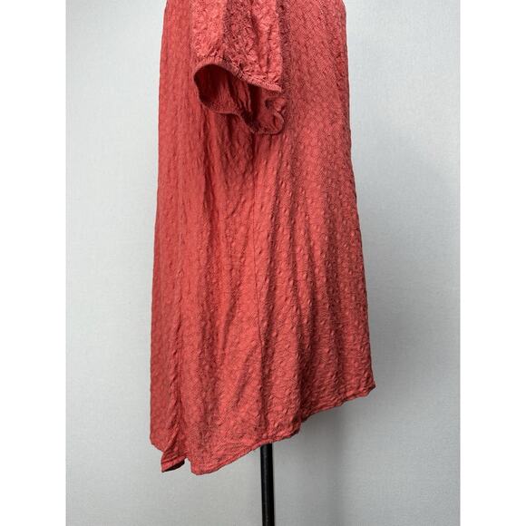 Women’s Babydoll Top Plus Sz 1X Short Sleeves Orange Rust Color Boho - Picture 7 of 15